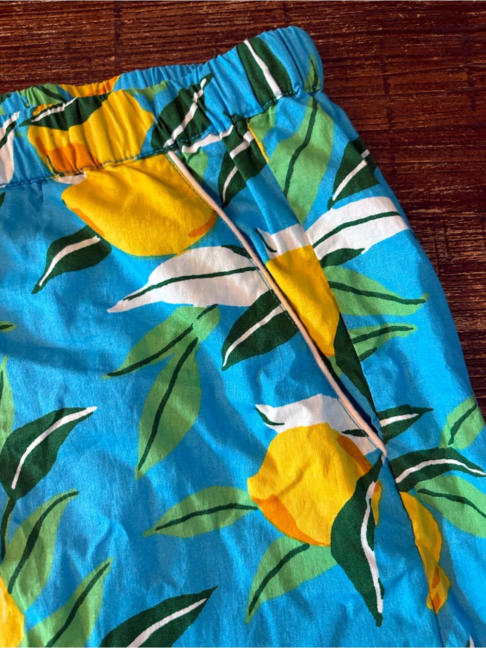 Print Fresh Pajama Set Womens Medium Blue Lemon Print Organic Cotton - Picture 5 of 12